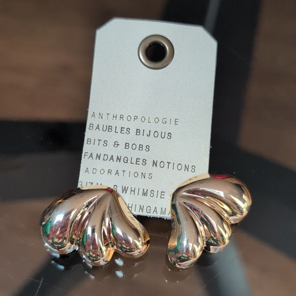 Anthropologie 14k Gold Plated Fanned Post Earrings NWT